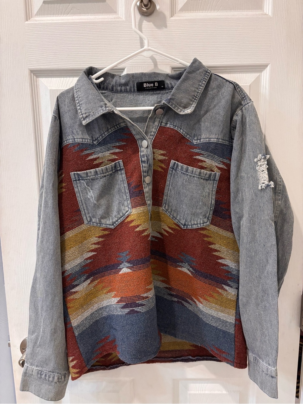 Blue B Western Print Denim/Jean Jacket